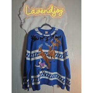 Funny Ugly Christmas Sweater Grandma Got Ran Over By Reindeer Size XL Plus